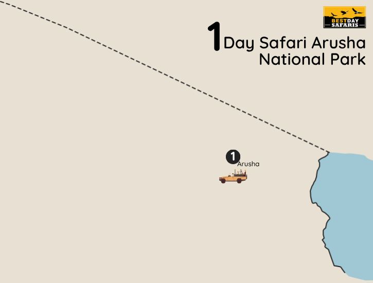 1 Day Arusha National Park Tour Map