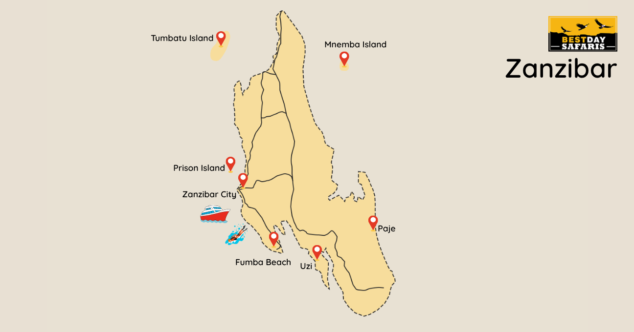 Zanzibar Beach Holidays Map