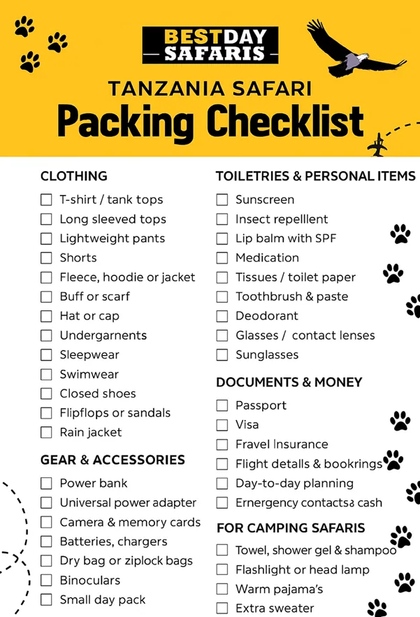 Tanzania Safari Packing List