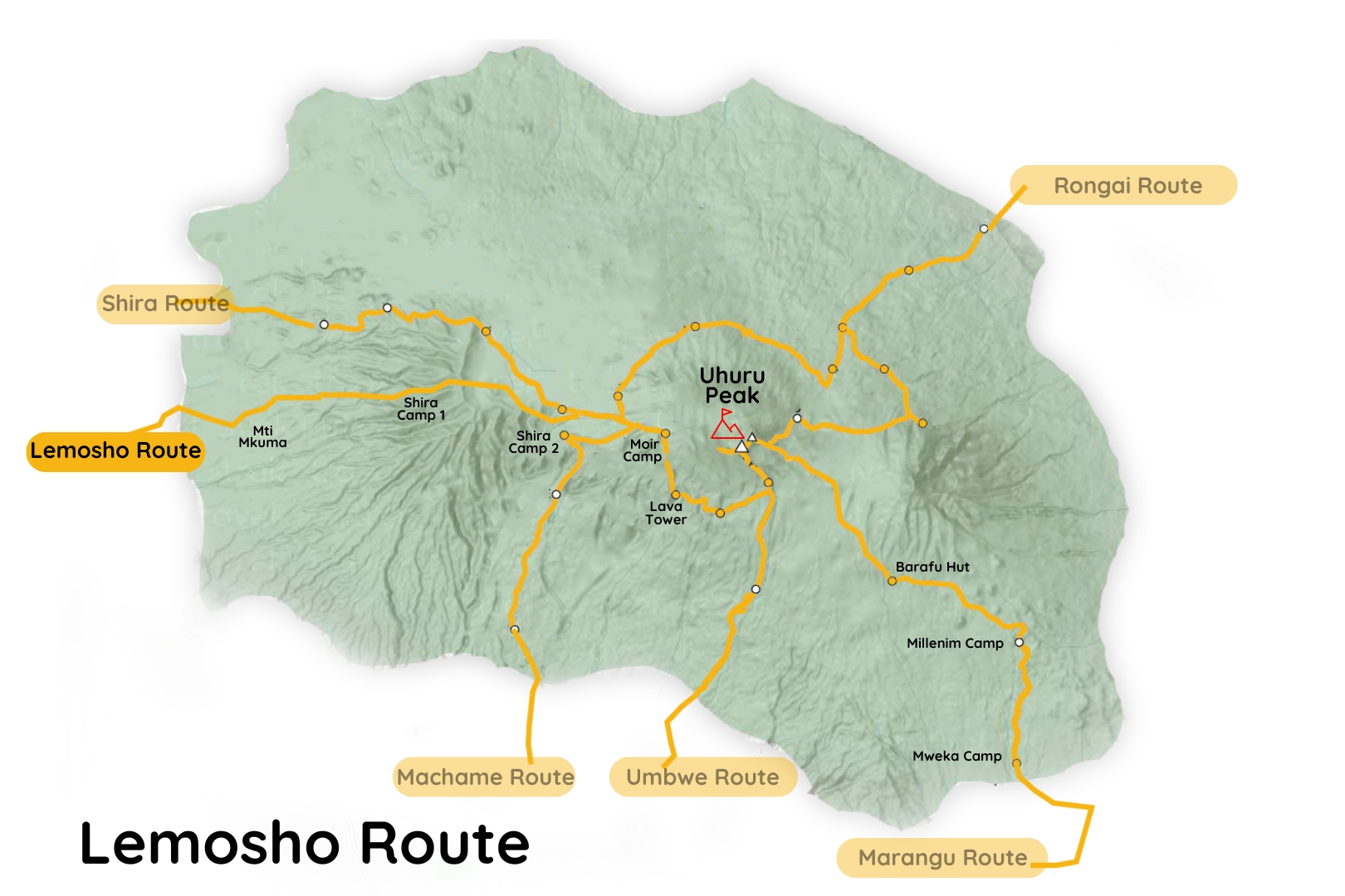 Lemosho Route Map